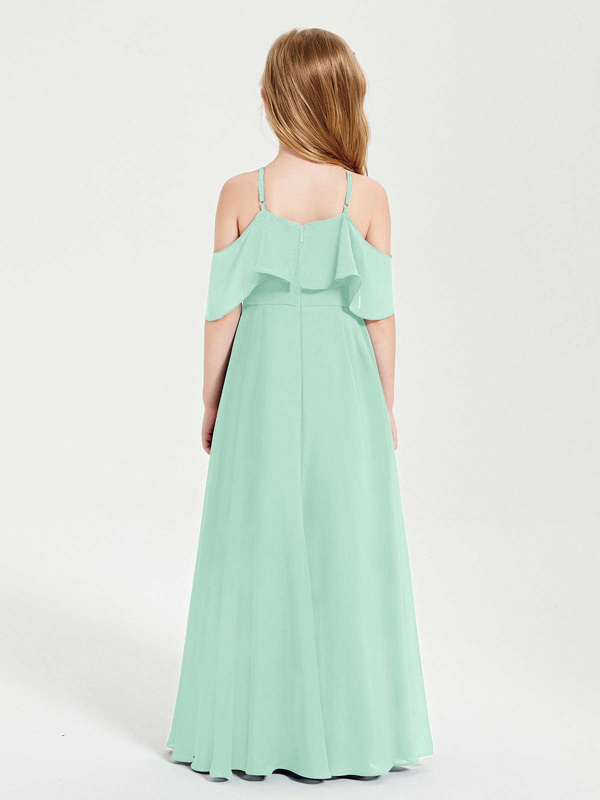 Off-the-Shoulder Long Dresses for Junior Bridesmaids Mint Green